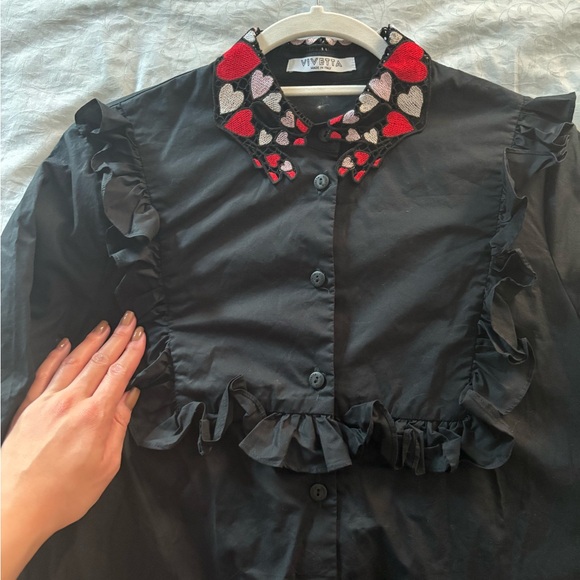 Vivetta Dress Black Ruffle with Lace Collar - Picture 7 of 8